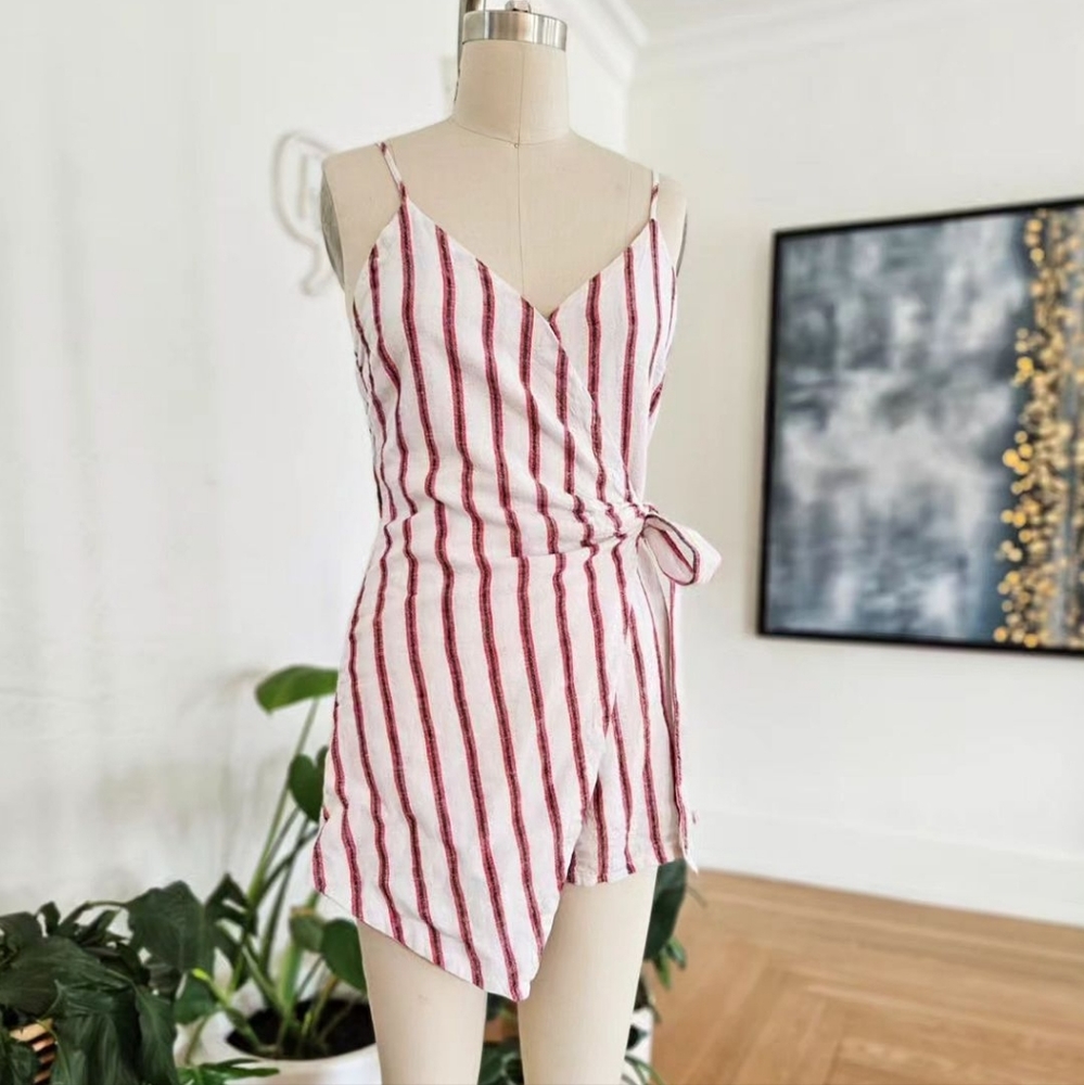 Red and white wrapped romper